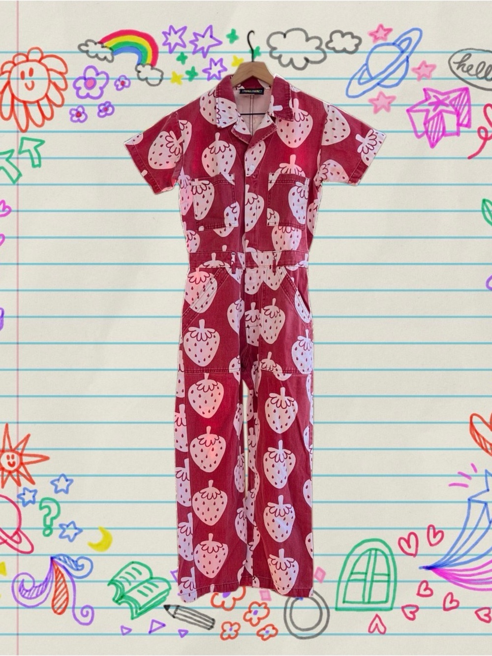 Big Bud Press Strawberry Short Sleeve Jumpsuit Size S